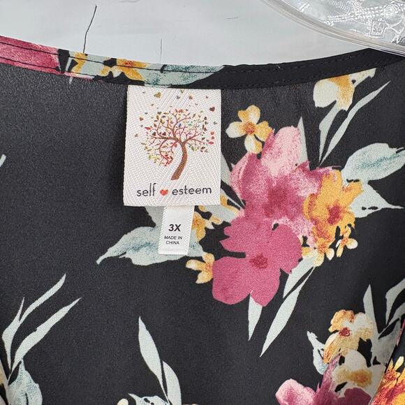 Self Esteem Black Floral Button Front Maxi Dress Size 3X - Picture 3 of 9